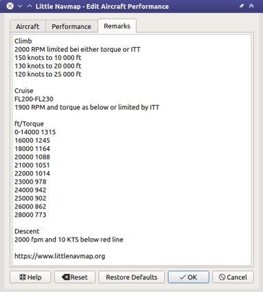 Aircraft Performance Remarks